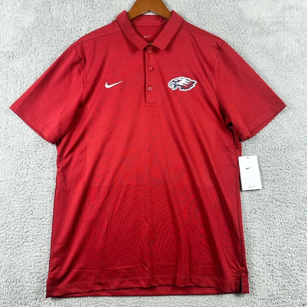 Nike Dri-FIT‎ Eagle Mascot Polo Shirt Mens Large Red Short Sleeve NEW